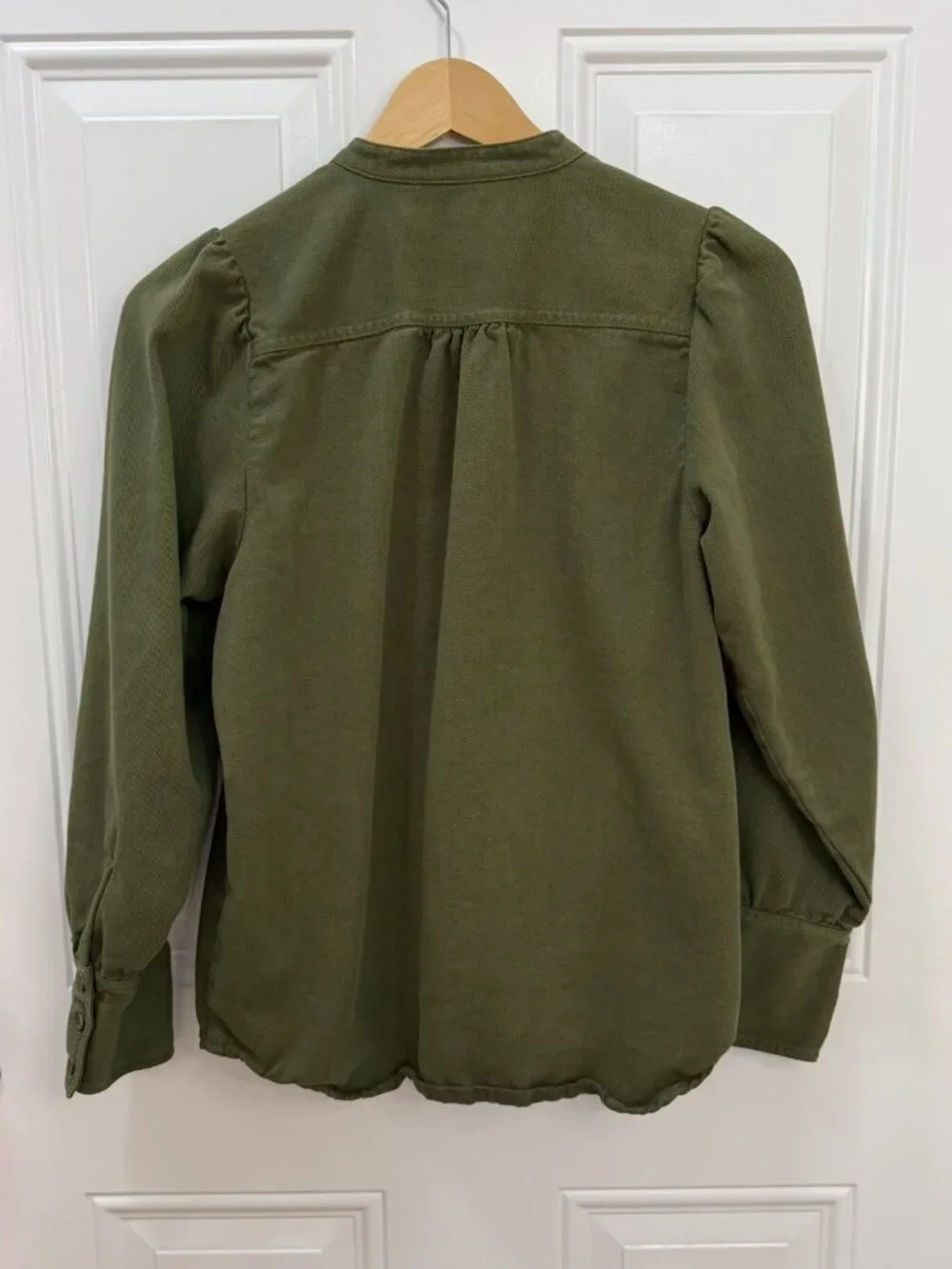 J.Crew Point Sur Draped Twill Button Down Shirt Army Green Size XS